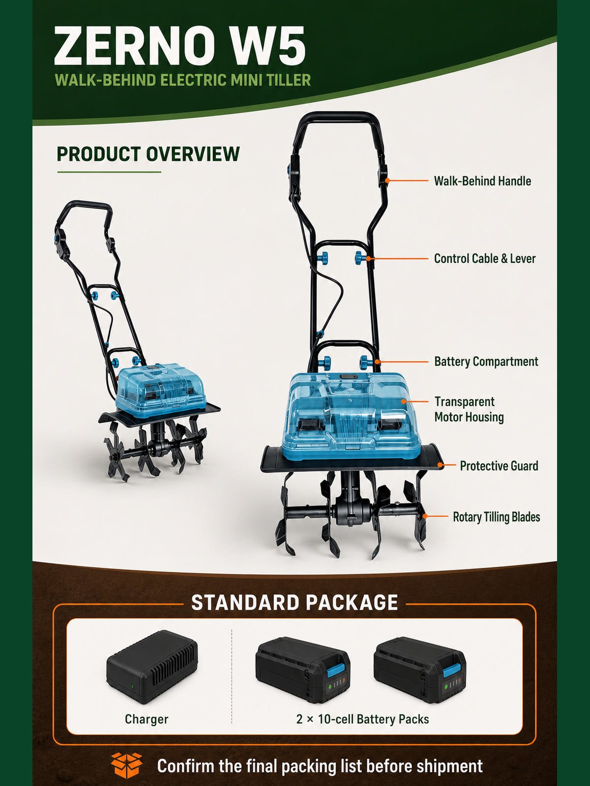 ZERNO W5 Cordless Push Cultivator