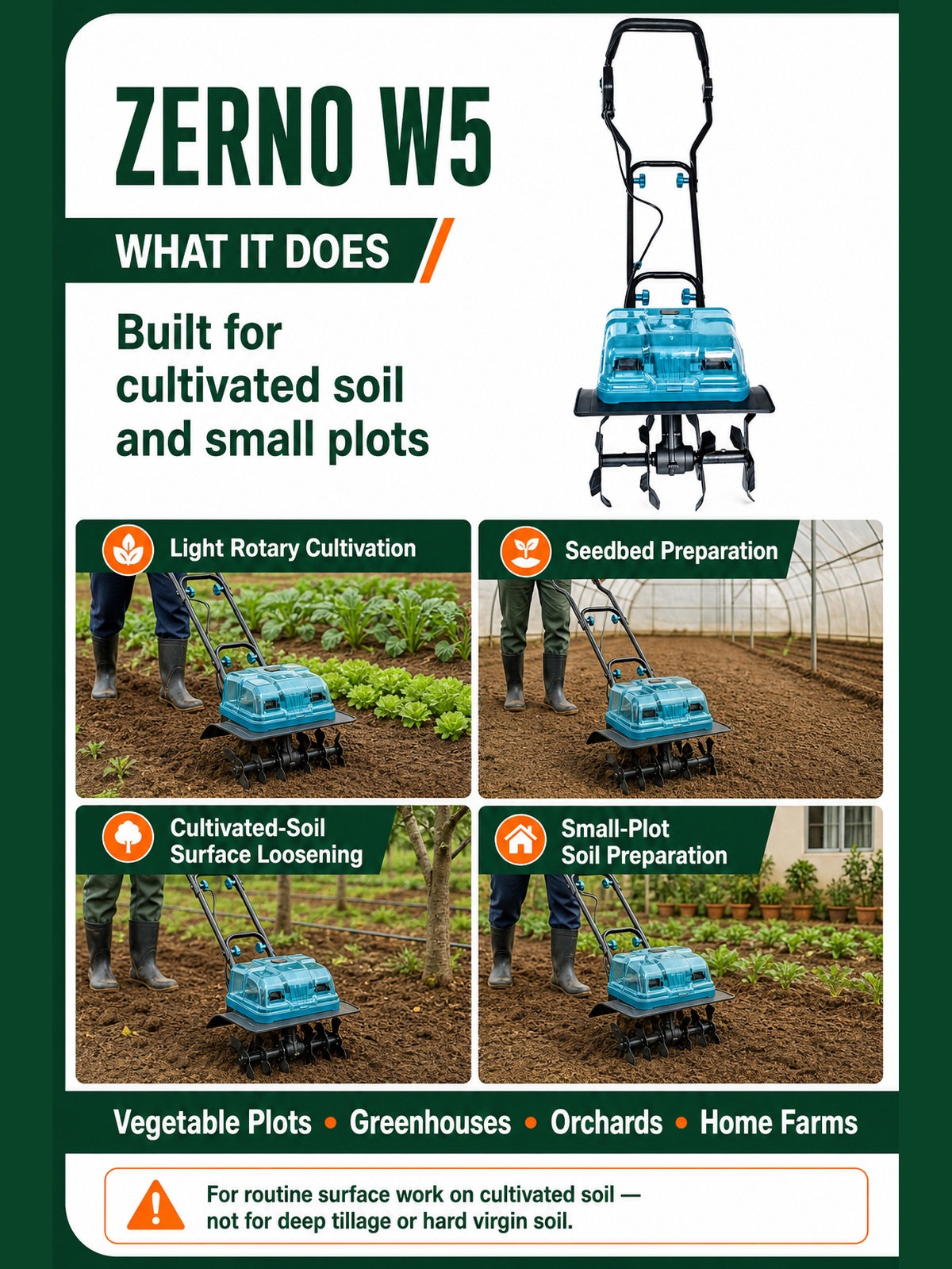 ZERNO W5 Cordless Push Cultivator