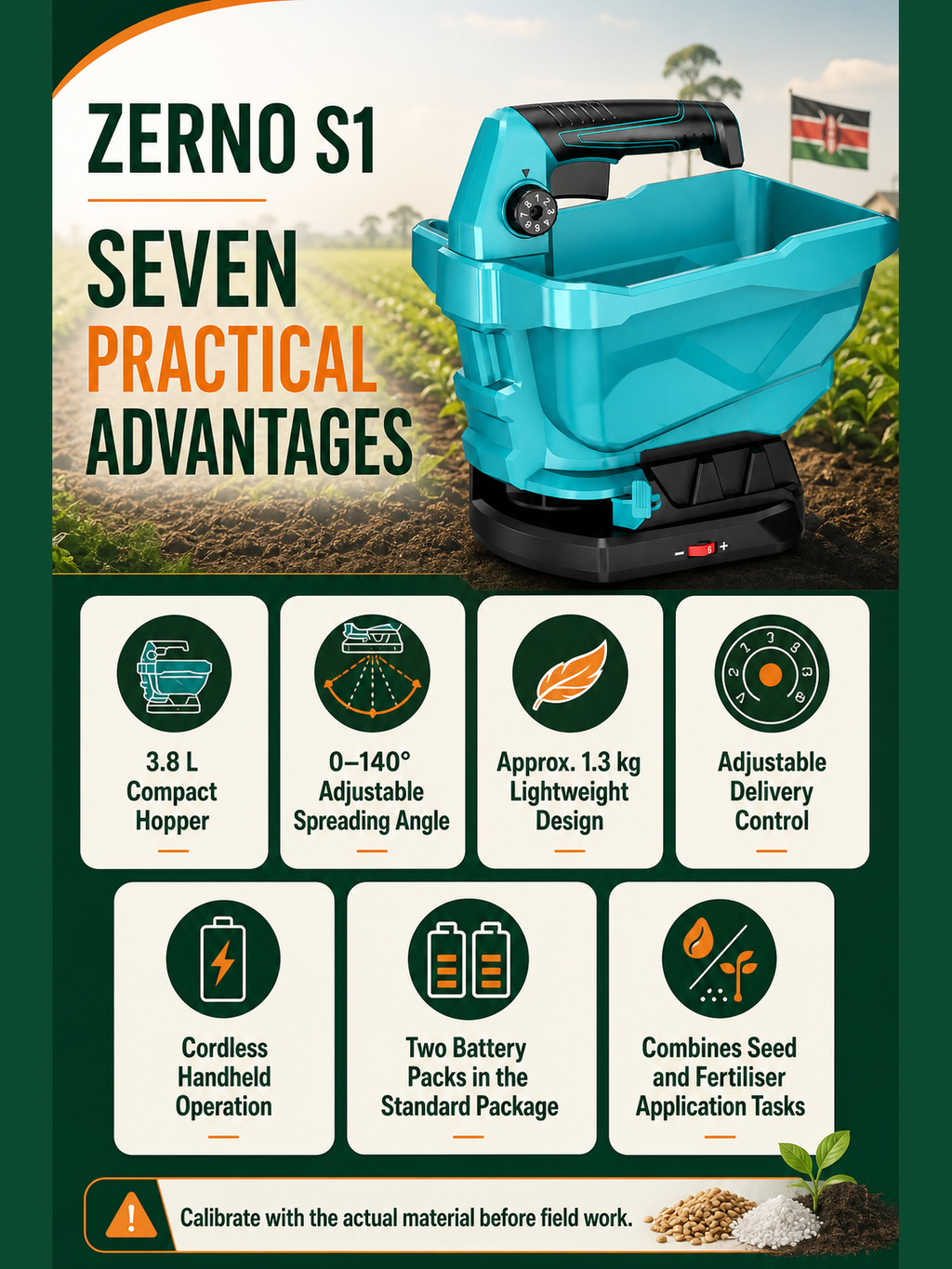 ZERNO S1 Handheld Seed & Fertilizer Spreader