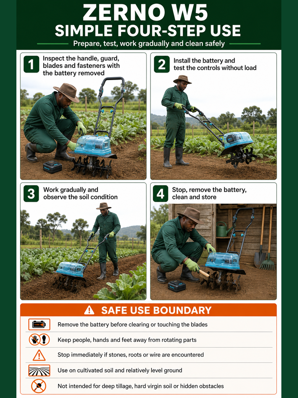 ZERNO W5 Cordless Push Cultivator