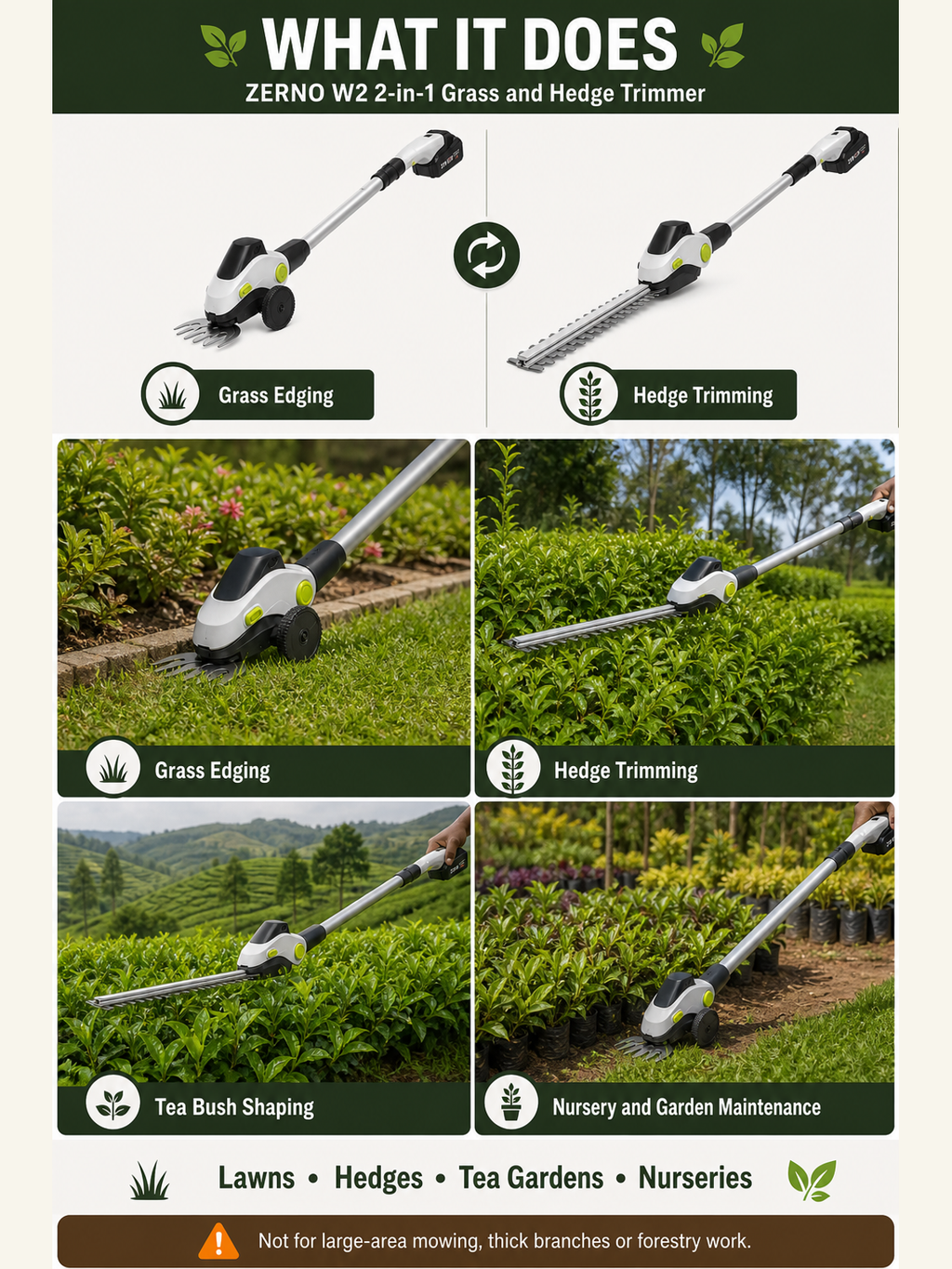 ZERNO W2 2-in-1 Grass & Hedge Trimmer