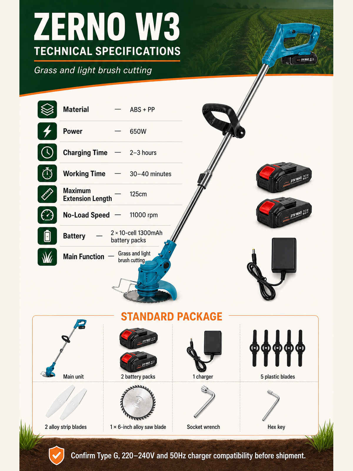 ZERNO W3 Cordless Grass Trimmer