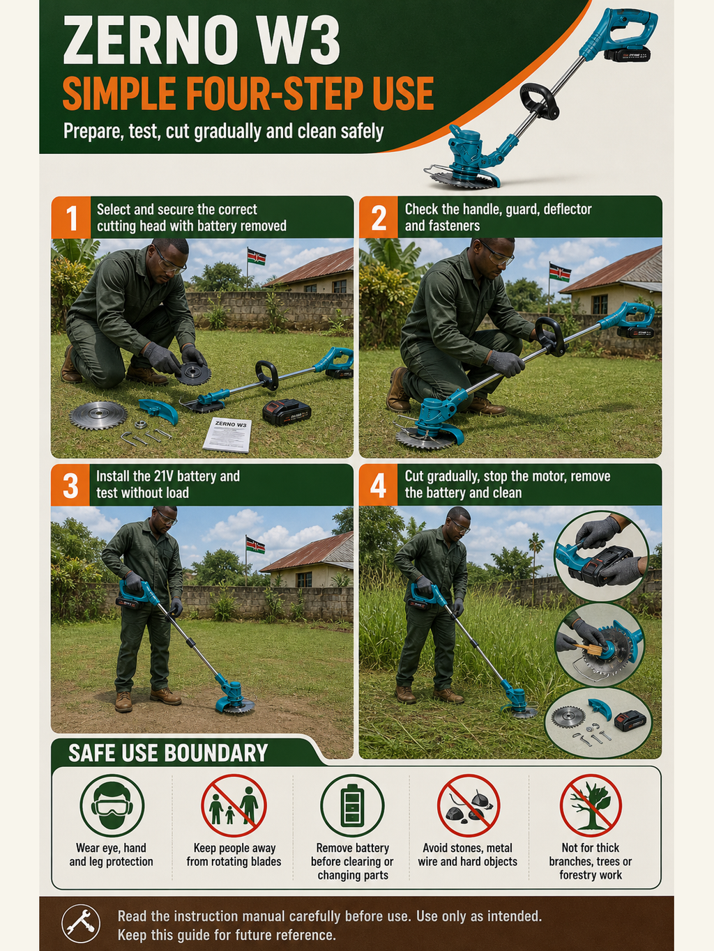 ZERNO W3 Cordless Grass Trimmer
