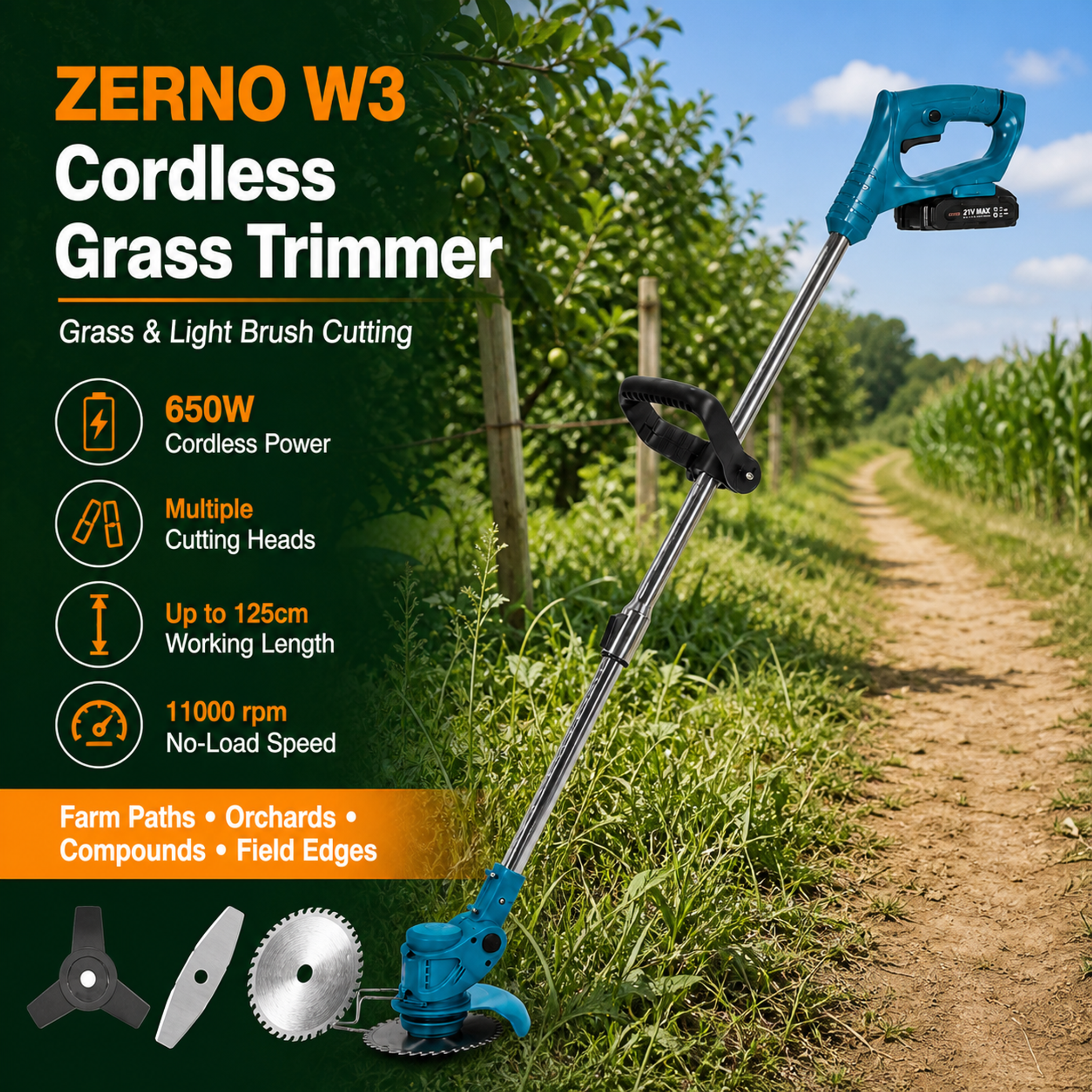 ZERNO W3 Cordless Grass Trimmer