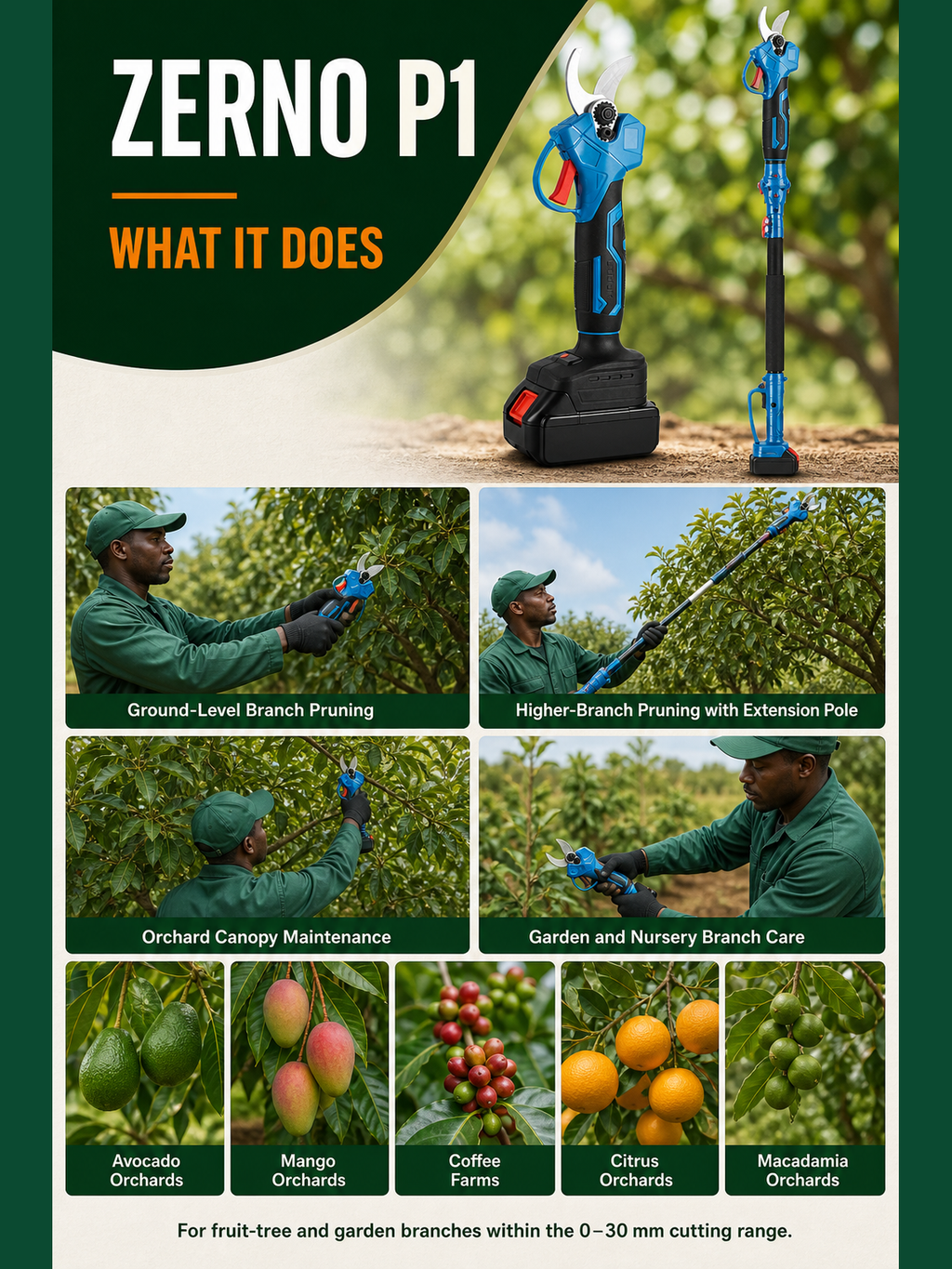 ZERNO P1 Cordless Electric Pruning Shears