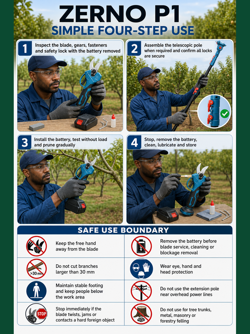 ZERNO P1 Cordless Electric Pruning Shears