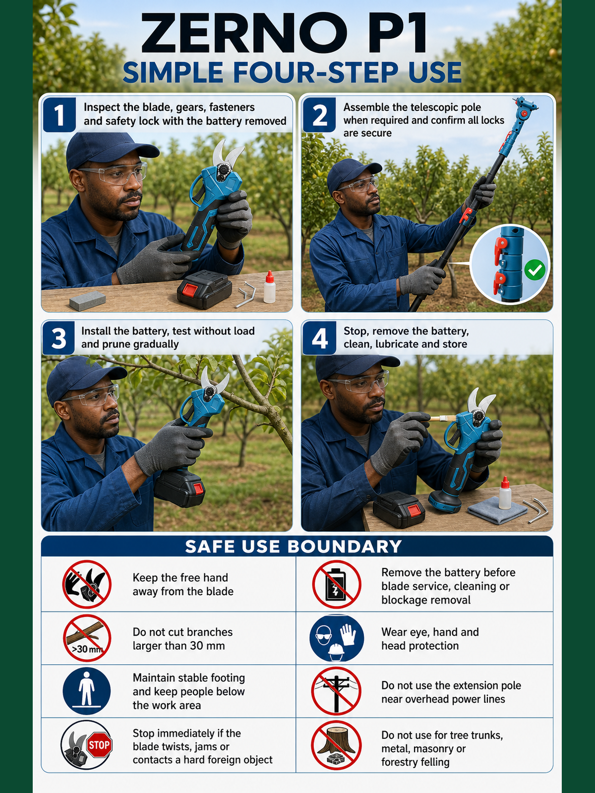 ZERNO P1 Cordless Electric Pruning Shears